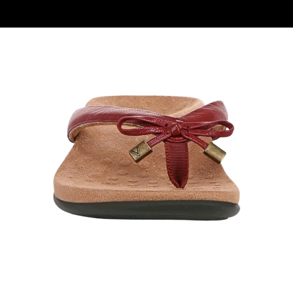 Vionic Women's Bella Leather Thong Sandals Flip-Flop Syrah I0929L1601wine Color - Picture 5 of 8